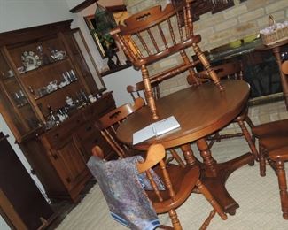 Hutch and table with 8 chairs - all solid wood