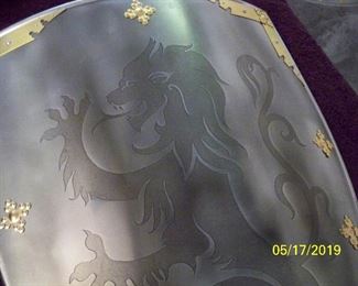 Close up of the "Rampant Lion" Shield