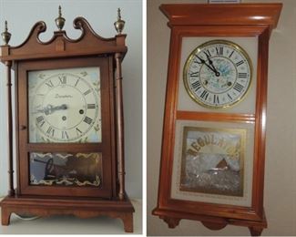 Clocks: Waltham Regulator wall, Danehur mantle, Howard Miller mantle