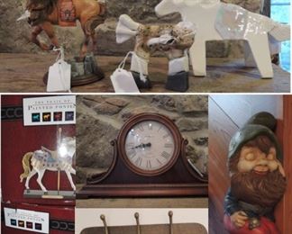 Horse items, mantle clocks