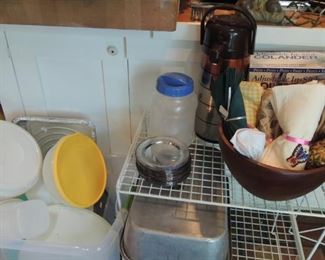 Coffee and storage. Cloth napkins