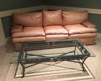 Leather sofa and matching love seat