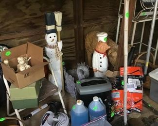 Just a few decorations of different seasons, fishing tackle, net and other items.  Shed full.