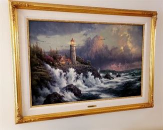 #1 - Thomas Kinkade "Conquering the Storm - Seaside Memories VI" - signed limited edition framed canvas print - includes Certificate of Authenticity