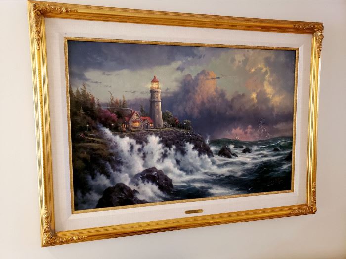 #1 - Thomas Kinkade "Conquering the Storm - Seaside Memories VI" - signed limited edition framed canvas print - includes Certificate of Authenticity