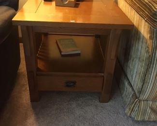 BASSET MISSION OAK STYLE END TABLES (2)