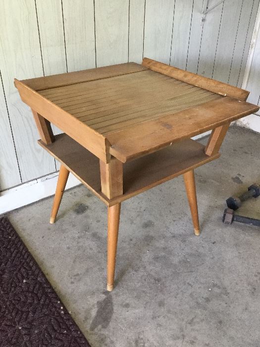 Mid mod side table, one of a pair 