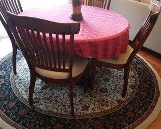 Off site location. 
Gorman's dinette w/leaf.  
Retail $2,025....asking $300 *
Area rug $85
*Condition 
By appt