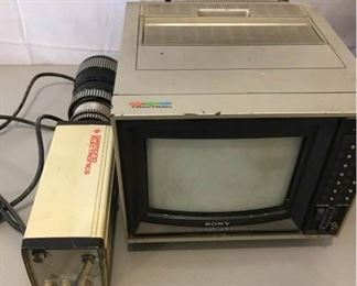 Vintage Security Camera and Color TV Monitor