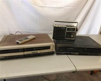 Vintage VHS Cassette Recorders and Panasonic AM/FM Radio