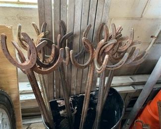 Coat Hooks made of Rebar & Horse Shoes!