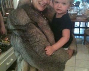 Miss Ruby at sale with child