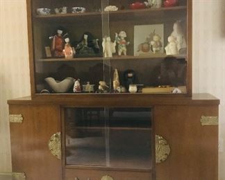 Mid Century modern Japanese brass mount china cabinet. There is also a matching side board equally as fine.