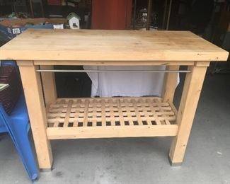 solid IKEA wood block table