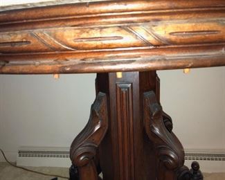 Side view- Antique (1800's) Marble Top Palor Table