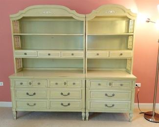Shabby chic juvenile dressers with hutches