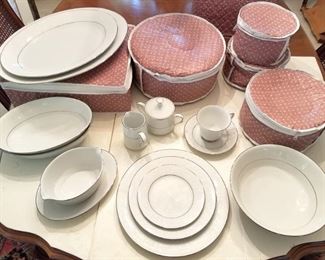 Noritake "Tahoe" china set. 12- 5 piece place settings and serving pieces