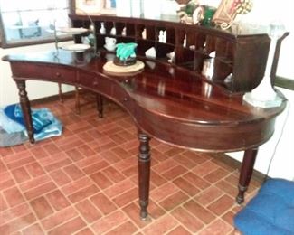 Historic Rosewood Clerks desk from the Raymond Courthouse, end of desk is banded Laminated Rosewood