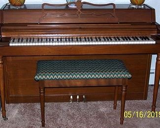 Spinet piano and bench