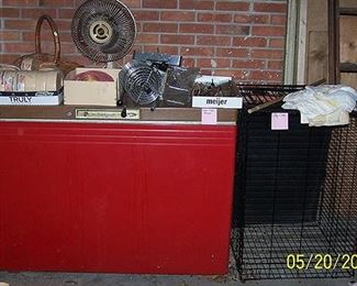 Chest freezer (not working - good for grain storage), dog cage, etc...
