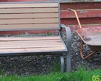 Lifetime garden bench, wheel barrow
