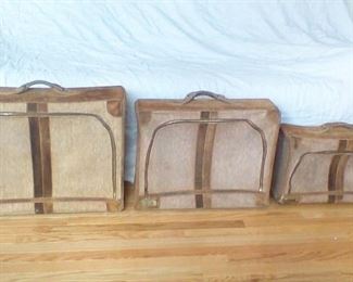 Vintage Tweed & Suede Luggage Set