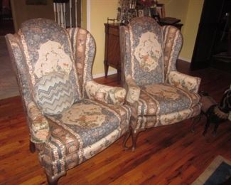 Pair Custom Wing Chair Seating