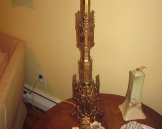 Pair Brass Ornate Lightin