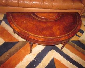 Leather Top Half Moon Drop Leaf Table