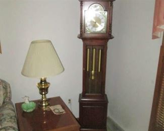 Howard Miller grandfather clock and end table