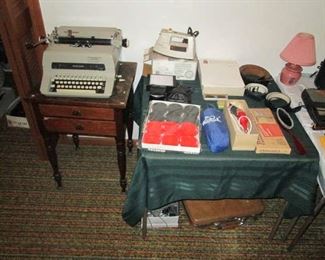Vintage typewriter and household items