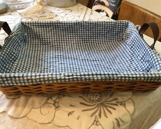 Gingham plaid covered serving basket