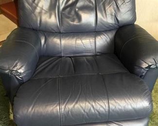 BarcaLounger Navy Leather Recliner