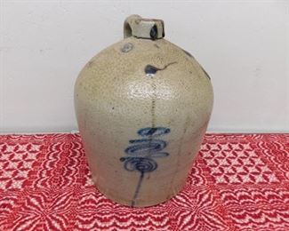 Large Cobalt Decorated Pottery Jug(Tobacco Spit Drippings)