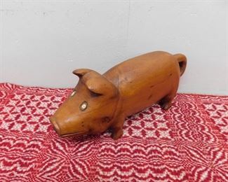 Folk Art Wooden Pig