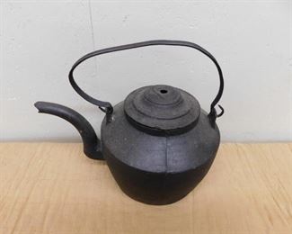 Early Goose Neck Cast Iron Kettle