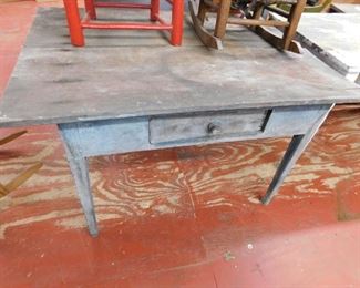 Early Primitive Two Board/One Drawer Farm Table