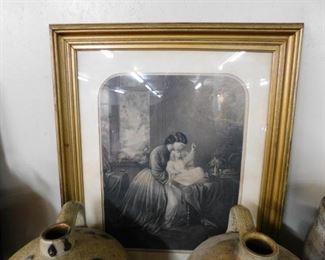 Victorian "Mother and Daughter" Themed Lithograph