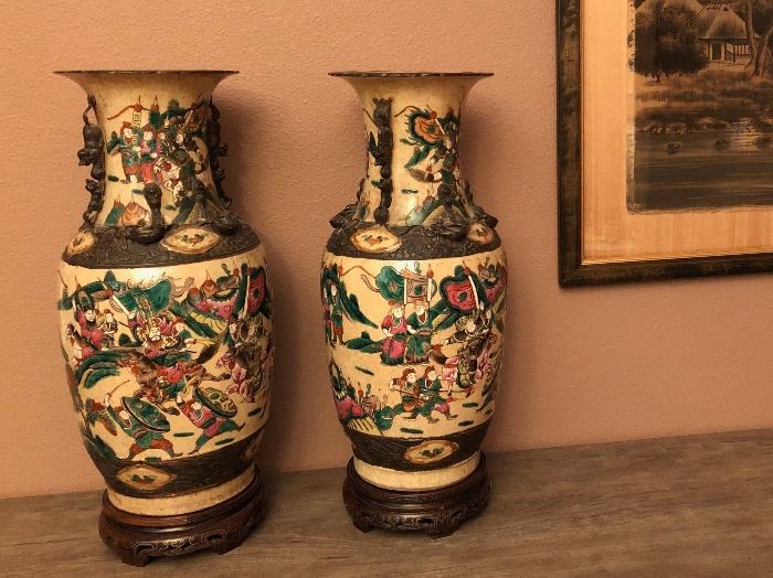 Pair Nan Kin Vases Qing Dynasty