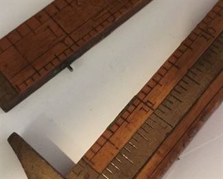 Folding brass and wood engineers caliper ruler