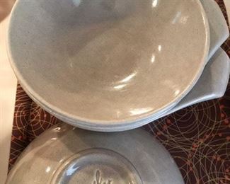 Set of 6 nesting bowls in light gray by Russel Wright