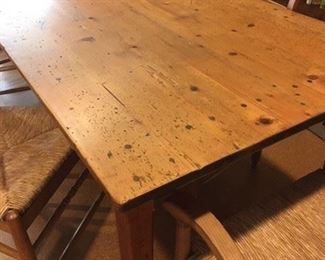 Detail of French Country harvest table and chair seats