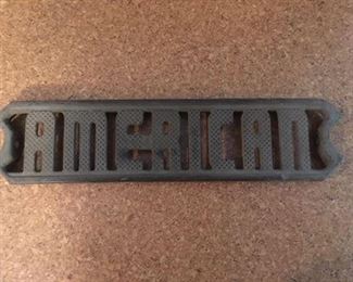 Vintage ornamental cast iron name step plate, American Locomotive Co. (ALCo)