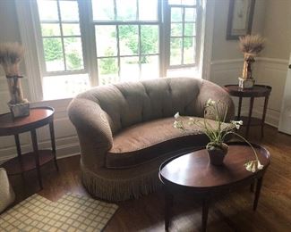 Settee joy...$295
Coffee table.   $125
Two matching side tables. $75 each 