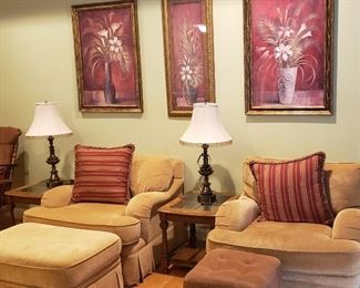Easy Chairs and Ottoman, Art, Lamps, etc...