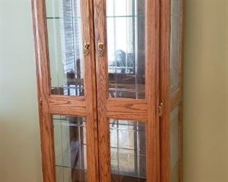Oak Double Door Curio Cabinet