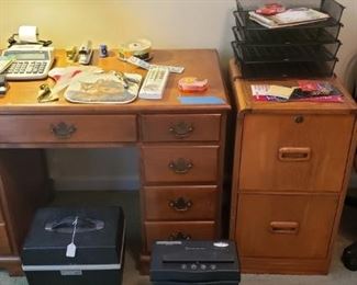 Ethan Allen Desk and Oak File Cabinet