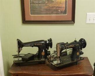 Antique Washstand and Vintage Singer Sewing Machines