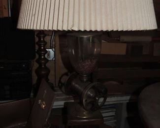 Old coffee grinder lamp