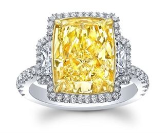 Lot 388 Fancy Yellow Diamond Ring  GIA